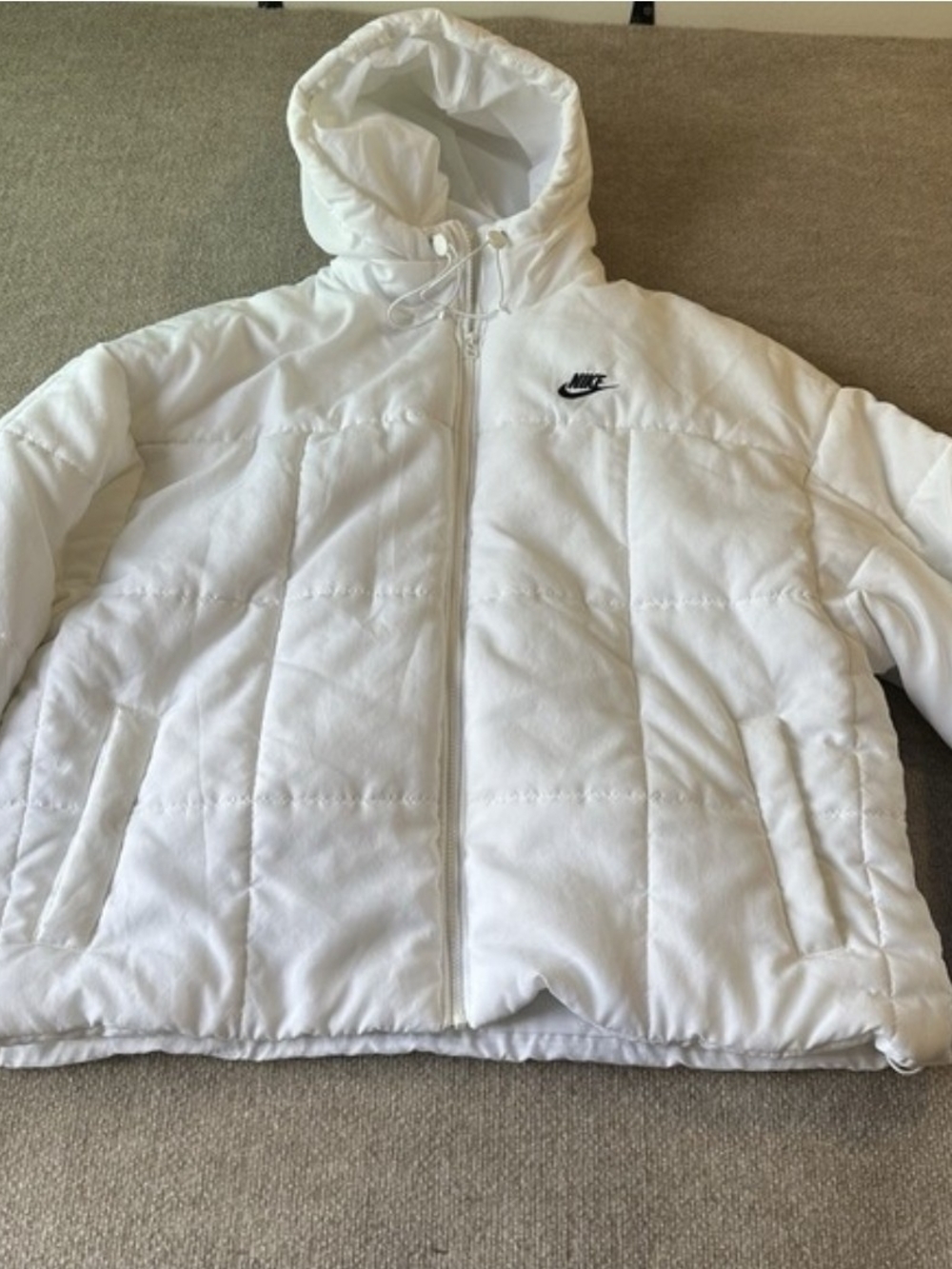 Nike Kids White Puffer Jacket with Hood
